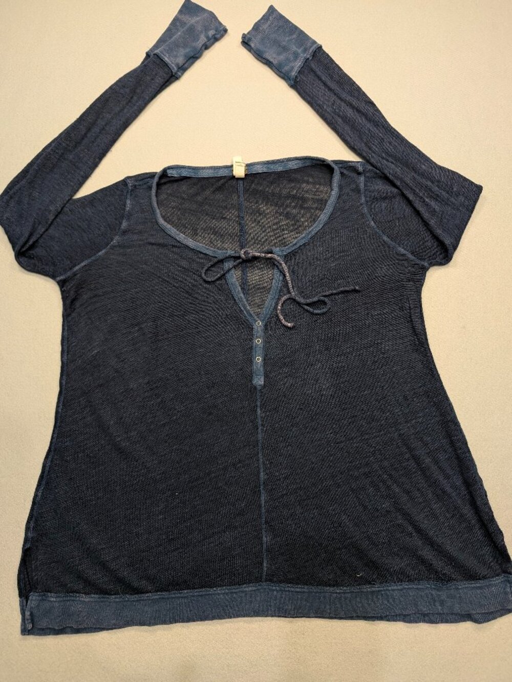 Free People We The Free Affogato Hacci Linen Blend Top M